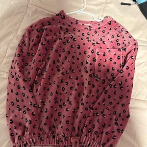 Jessica Simpson kids Pink velour Leopard Print Sweater size 5/6 kids
